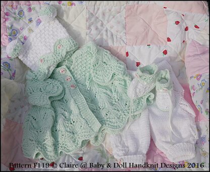 Lacy Spring Pram Suit 16-22” doll/prem-3m+ baby