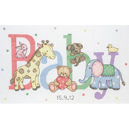 Anchor Baby Animals Sampler Cross Stitch Kit - 33cm x 20cm