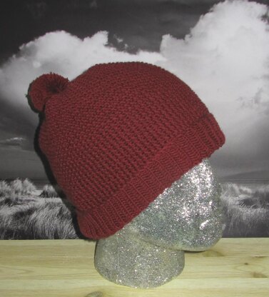 Moss Stitch (Seed Stitch) Bobble (Pom-Pom)Beanie Hat