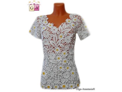 Lace blouse with daisies Irish lace 2