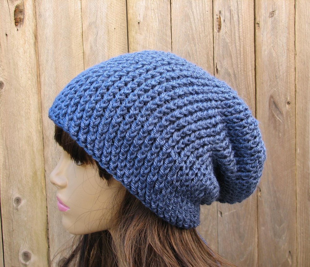 Blue Crochet slouchy hat Crochet pattern by Eva display picture 1