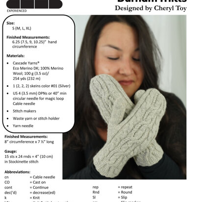 Durham Mitts in Cascade Yarns Eco Merino DK - DK679 - Downloadable PDF