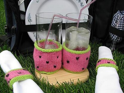 Summer Picnic Pleasers: Watermelon Glass Cozy and Napkin Ring Set