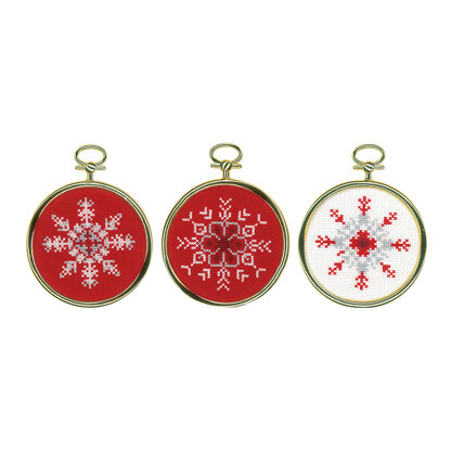 Vervaco Snowflakes (Set of 3) Cross Stitch Kit - 7cm