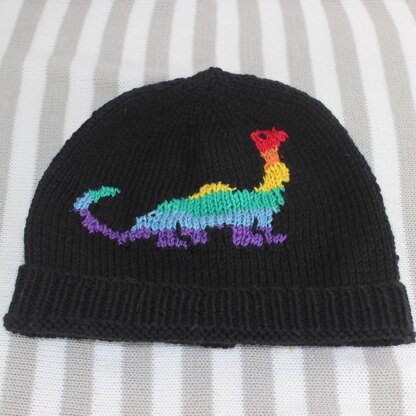 Rainbow Dinosaur Beanie and Short Finger Gloves