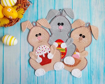329 Rabbit with muffin basket egg bows