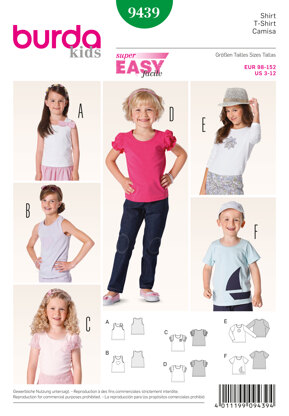 Burda B9439 Childrens Tops Burda Sewing Pattern