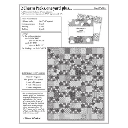 Moda Fabrics 2 Charm Packs, one yard, plus Quilt - Downloadable PDF
