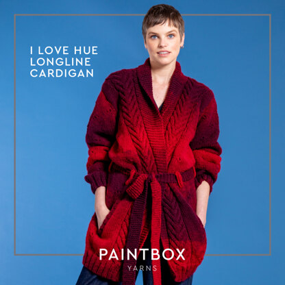 I Love Hue Longline Cardigan - Free Knitting Pattern in Paintbox Yarns Ombré Aran Wool Touch