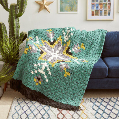 Geo Folk C2C Malachite Crochet Afghan in Bernat Blanket - Downloadable PDF