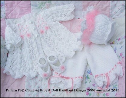 Feathered Lacy Coat set for 16-21” doll/preemie /0-3m