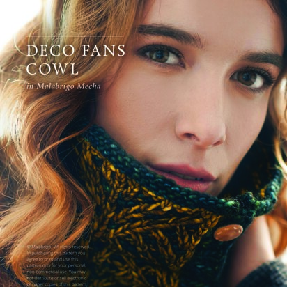 Deco Fans Cowl in Malabrigo Mecha - Downloadable PDF