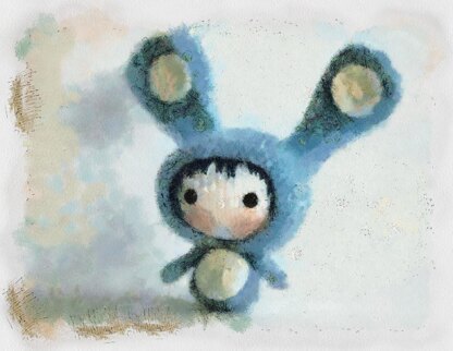 Blue Rabbit Doll with removable tail. Toy from the Tanoshi series.