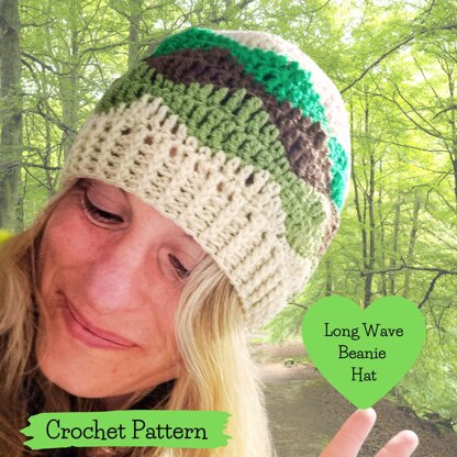 Long Wave Crochet Beanie Hat