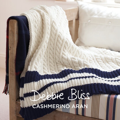 Nautical Throw -  Blanket Knitting Pattern for Home in Debbie Bliss Cashmerino Aran