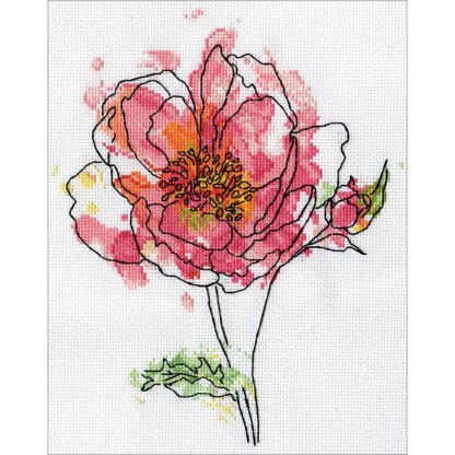 Design Works Pink Floral Counted Cross Stitch Kit - 8in x 10in