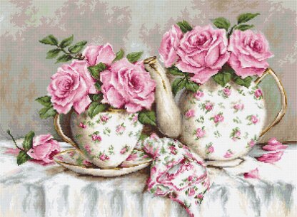 Luca-S Morning Tea & Roses Cross Stitch Kit - 48cm x 35cm