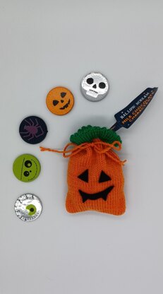 PDF Trick-or-Treat DK Spooky Halloween knitting pattern Decoration Coin Bag EASY Pumpkin/Ghost/Witch Party Favours