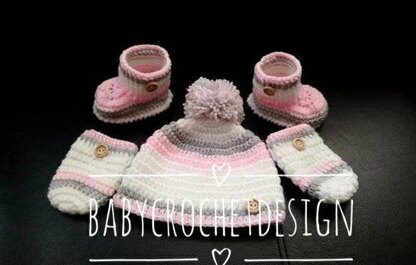 Cozy Baby hat booties and mittens