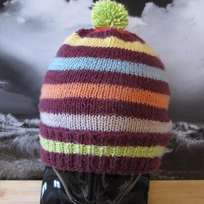 Stripe Bobble Beanie Hat