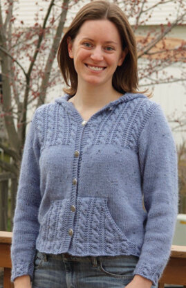 Cable Pockets Hoodie Jacket in Knit One Crochet Too Brae Tweed - 1852 - Downloadable PDF