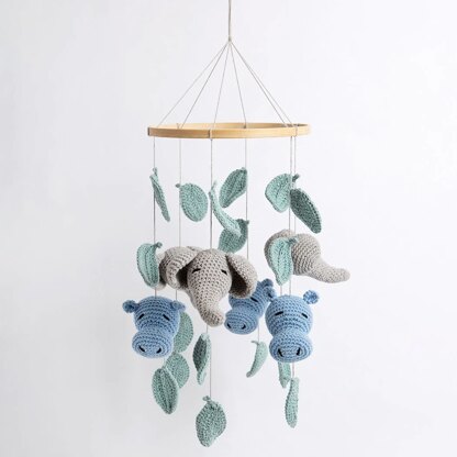 Wool Couture Hippo & Elephant Baby Mobile Crochet Kit