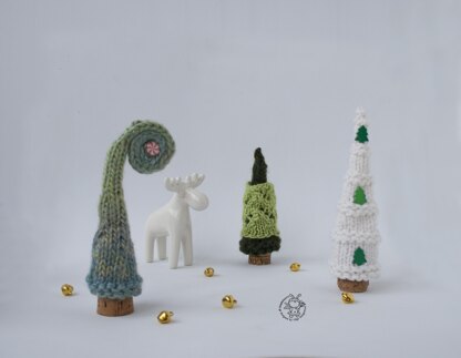 Knitted flat 7 Pine Christmas Trees