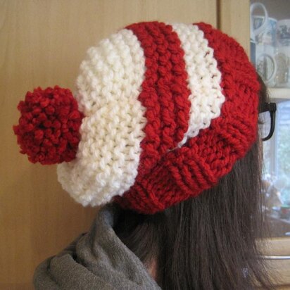 A Slightly, Slouchy, Stripy Bobble Hat