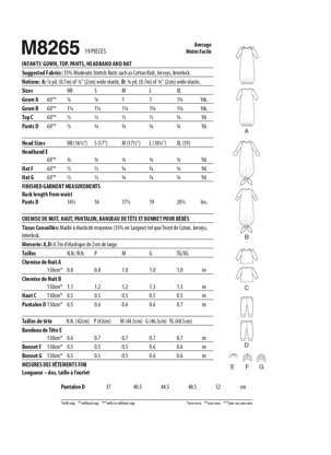 McCall's Infants' Gown, Top, Pants, Headband and Hat M8265 - Sewing Pattern