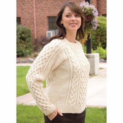 Saddle Shoulder Aran Pullover in Cascade Ecological Wool - A144