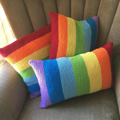 Rainbow pillow cover in 3 sizes Knitting pattern by LadyshipDesigns LoveCrafts