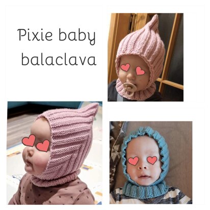 Pattern: knitted baby balaclava pixie hat, toddler pixie hat