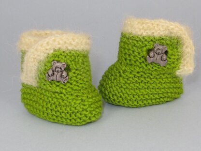 Baby Fur Trim Teddy Button Booties (Bootees)