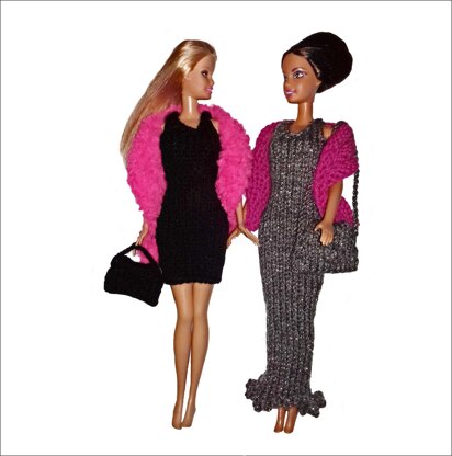Barbie evening dress, shawls, bags 11" or 12" doll
