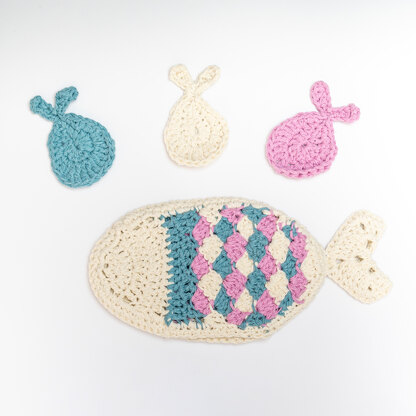 Fish Scrubbies Set - Free Crochet Pattern in Paintbox Yarns Recycled Cotton Worsted - Free Downloadable PDF
