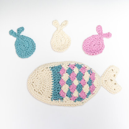 Fish Scrubbies Set - Free Crochet Pattern in Paintbox Yarns Recycled Cotton Worsted - Downloadable PDF