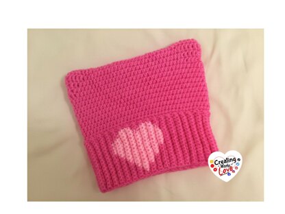 Messy Bun Cat Hat with Heart