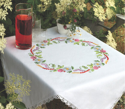 Anchor Summer Flowers Embroidery Tablecloth Kit