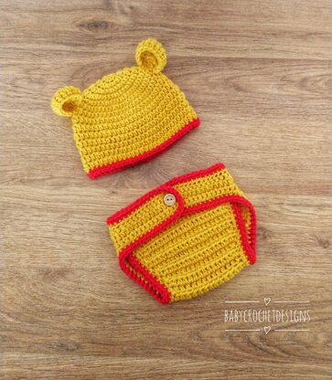 Bear Diaper Cover and Hat Set