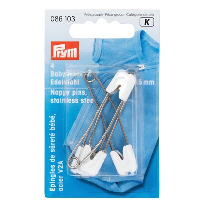 Prym Nappy Pins Stainless Steel 55 mm White