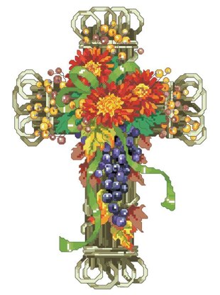 Fall Season Floral Cross - PDF