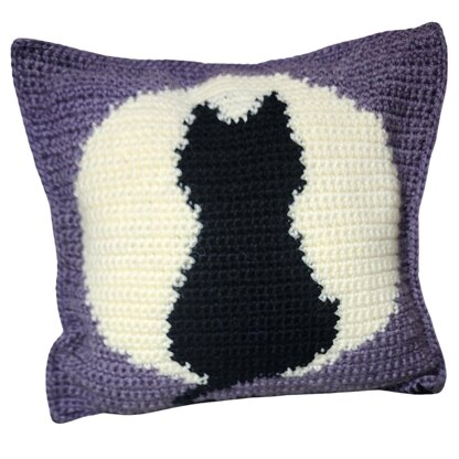 Cat on Full Moon Pillow Sham