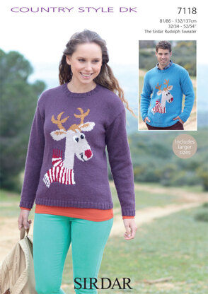 Reindeer Sweater in Sirdar Country Style DK - 7118 - Downloadable PDF
