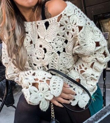 Boho Crochet Lace Oversized Sweater