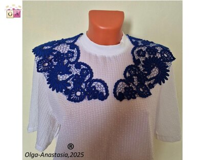 Antique Blue Irish Lace Collar