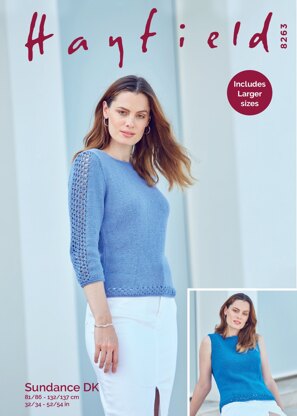 3/4 Sleeved Sweater and Sleeveless Vest in Hayfield Sundance DK - 8263 - Downloadable PDF