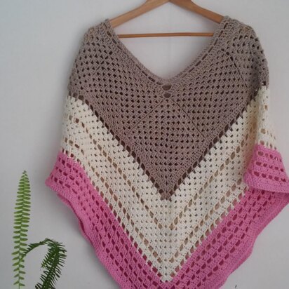 Neapolitan Ice Cream Granny Square Poncho