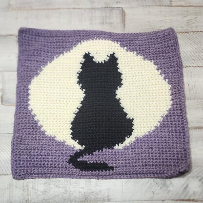 Cat on Full Moon Pillow Sham