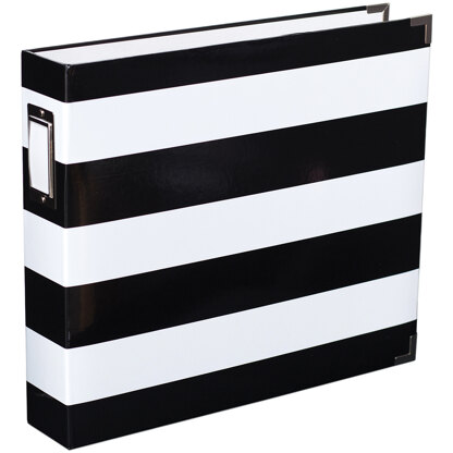 American Crafts Project Life D-Ring Album 12"X12" - Black & White Stripe By Heidi Swapp