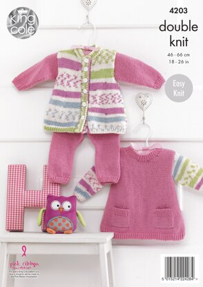 Tunic, Cardigan and Leggings in King Cole Cherish DK & Cherished DK - 4203 - Downloadable PDF